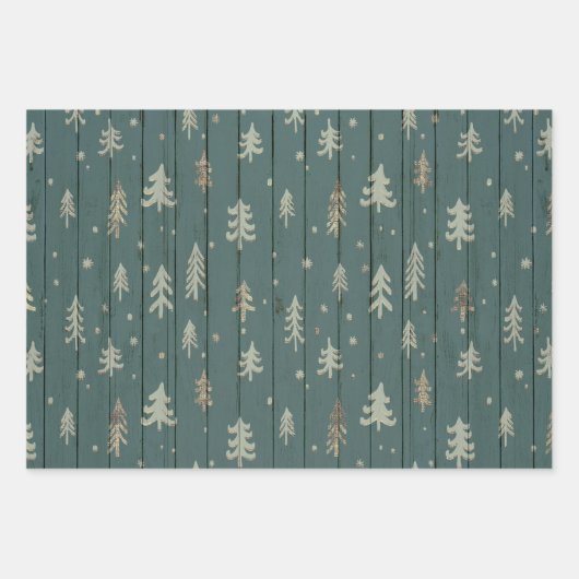 Grün und Gold Weihnachten Geschenkpapier Set (Vorderseite)