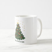 Grün und Gold Weihnachtsbaum-Tasse Kaffeetasse (VorderseiteRechts)
