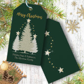 Grün und Gold Weihnachtsbaum und Sterne Geschenkanhänger