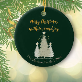 Grün und Gold Weihnachtsbaum und Sterne Keramik Ornament