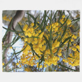 Grün und Goldaustralische Zweigblüten Fleecedecke (Vorderseite (Horizontal))