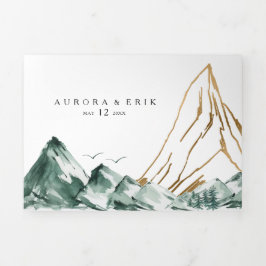 Grün- und Goldbergbau Dreifach Gefaltete Einladung