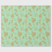 Grün und goldfarbene Pflanze und Blätter Geschenkpapier (Flach)