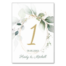 Grün- und Goldfolien, Hochzeitsfeiern, Tischnummer