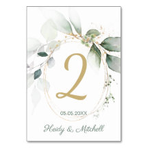 Grün- und Goldfolien, Hochzeitsfeiern, Tischnummer