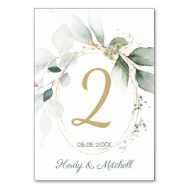 Grün- und Goldfolien, Hochzeitsfeiern, Tischnummer