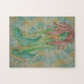 Grün- und Goldfrau, die abstrakte moderne Kunst da Puzzle (Horizontal)