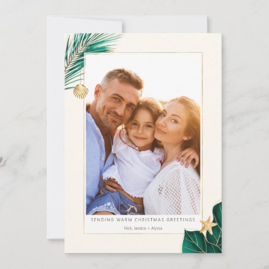 Grün- und Goldgrün-Foto Feiertagskarte (Vorderseite)