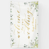 Grün- und Goldkalligraphie Willkommen bei unserer Banner (Vertikal)