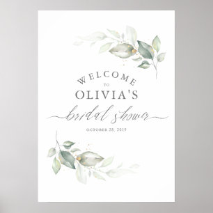 Grün- und Goldkranz Elegante Babyparty für Braut Poster