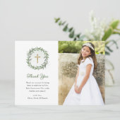 Grün- und Goldkreuz | Foto Erste Kommune Dankeskarte (Stehend Vorderseite)