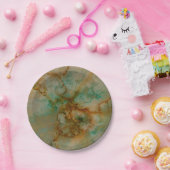 Grün und Goldmarmor Pappteller (Party)