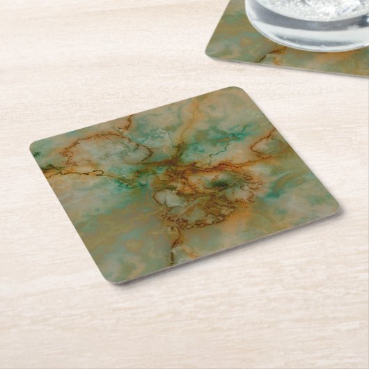 Grün und Goldmarmor Rechteckiger Pappuntersetzer (angewinkelt)