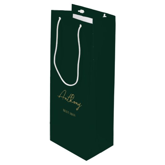 Grün- und Goldnahrungsparty Geschenktüte Für Weinflaschen (Vorderseite Schrägansicht)