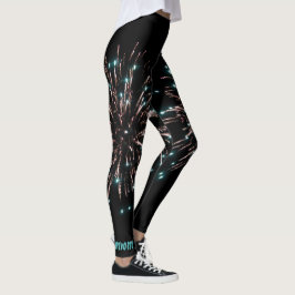 Grün-und GoldUnabhängigkeitstag-Feuerwerke Leggings