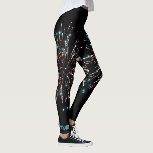 Grün-und GoldUnabhängigkeitstag-Feuerwerke Leggings (Rechts)