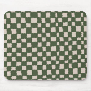 Grün und Grau Schachbrettmuster Stylisch Mousepad