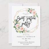 Grün und Grün Boho Moderne süß 16 Einladung (Vorderseite)