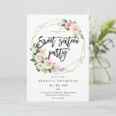 Grün und Grün Boho Moderne süß 16 Einladung (Stehend Vorderseite)