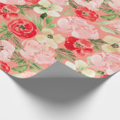 Grün und grün Weihnachten Blume Farbe Rosa Geschenkpapier (Ecke)
