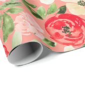 Grün und grün Weihnachten Blume Farbe Rosa Geschenkpapier (Rolleneckpunkt)