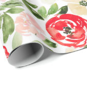 Grün und Grün Weihnachten Wasserfarben Blume Wrapp Geschenkpapier (Rolleneckpunkt)