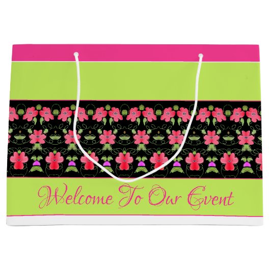 Grün und hell rosa große geschenktüte (Vorderseite)