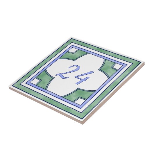 Grün und hellblaue große Hausnummer Fliese (Seite)