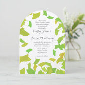 Grün- und Herbstfarben Ginkgo-Blätter Hochzeit Einladung (Stehend Vorderseite)