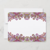 Grün- und Himbeerdamast Hochzeitsstimmung Platzkar Einladung (Rückseite)