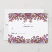 Grün- und Himbeerdamast Hochzeitsstimmung Platzkar Einladung (Vorderseite)