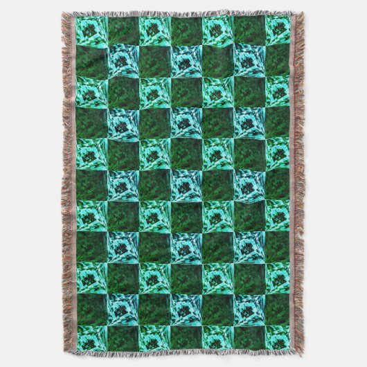 Grün und Himmelblau Schach oder Zyan mit Rechteck Decke (Vorderseite Vertikal)