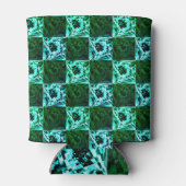 Grün und Himmelblau Schach oder Zyan mit Rechteck Dosenkühler (Rückseite)