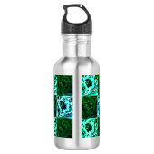 Grün und Himmelblau Schach oder Zyan mit Rechteck Edelstahlflasche (Rückseite)