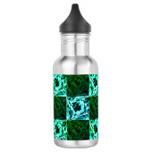 Grün und Himmelblau Schach oder Zyan mit Rechteck Edelstahlflasche (Links)