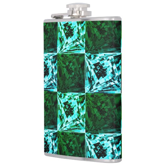 Grün und Himmelblau Schach oder Zyan mit Rechteck Flachmann (Links)