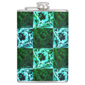 Grün und Himmelblau Schach oder Zyan mit Rechteck Flachmann (Vorderseite)