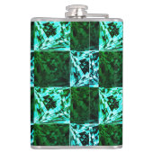 Grün und Himmelblau Schach oder Zyan mit Rechteck Flachmann (Rückseite)