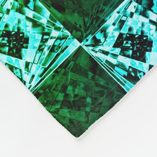 Grün und Himmelblau Schach oder Zyan mit Rechteck Fleecedecke (Ecke)