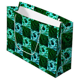 Grün und Himmelblau Schach oder Zyan mit Rechteck Große Geschenktüte