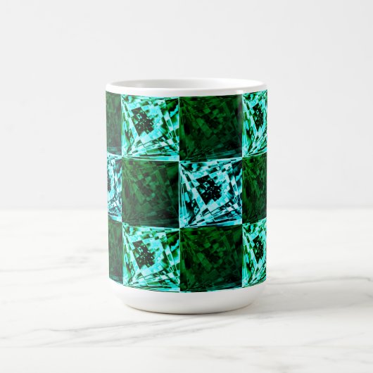 Grün und Himmelblau Schach oder Zyan mit Rechteck Kaffeetasse (Mittel)