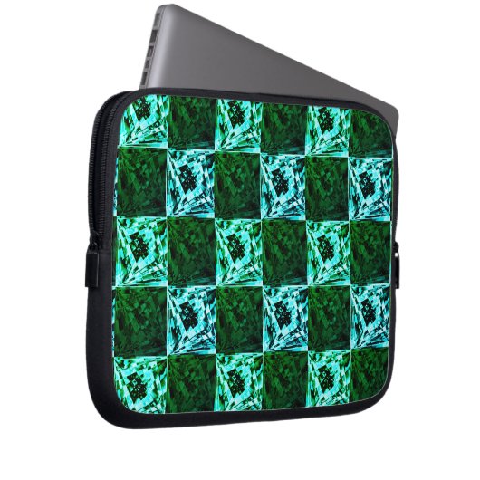 Grün und Himmelblau Schach oder Zyan mit Rechteck Laptopschutzhülle (Vorne Rechts)