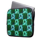 Grün und Himmelblau Schach oder Zyan mit Rechteck Laptopschutzhülle (Vorderseite Links)