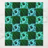 Grün und Himmelblau Schach oder Zyan mit Rechteck Weinetikett (Einzelnes Label)