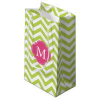 Grün und Hot Pink Zigzag Muster Monogram