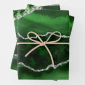 Grün und Imitate Silberner Glitzer Marmorverkleidu Geschenkpapier Set (Beispiel)