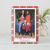 Grün und Kariertes Foto Frohe Weihnachten (Stehend Vorderseite)