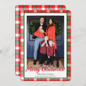 Grün und Kariertes Foto Frohe Weihnachten (Vorne/Hinten)