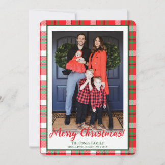 Grün und Kariertes Foto Frohe Weihnachten