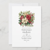 Grün und Krimson mit Cream Floral Spring Wedding Einladung (Vorderseite)